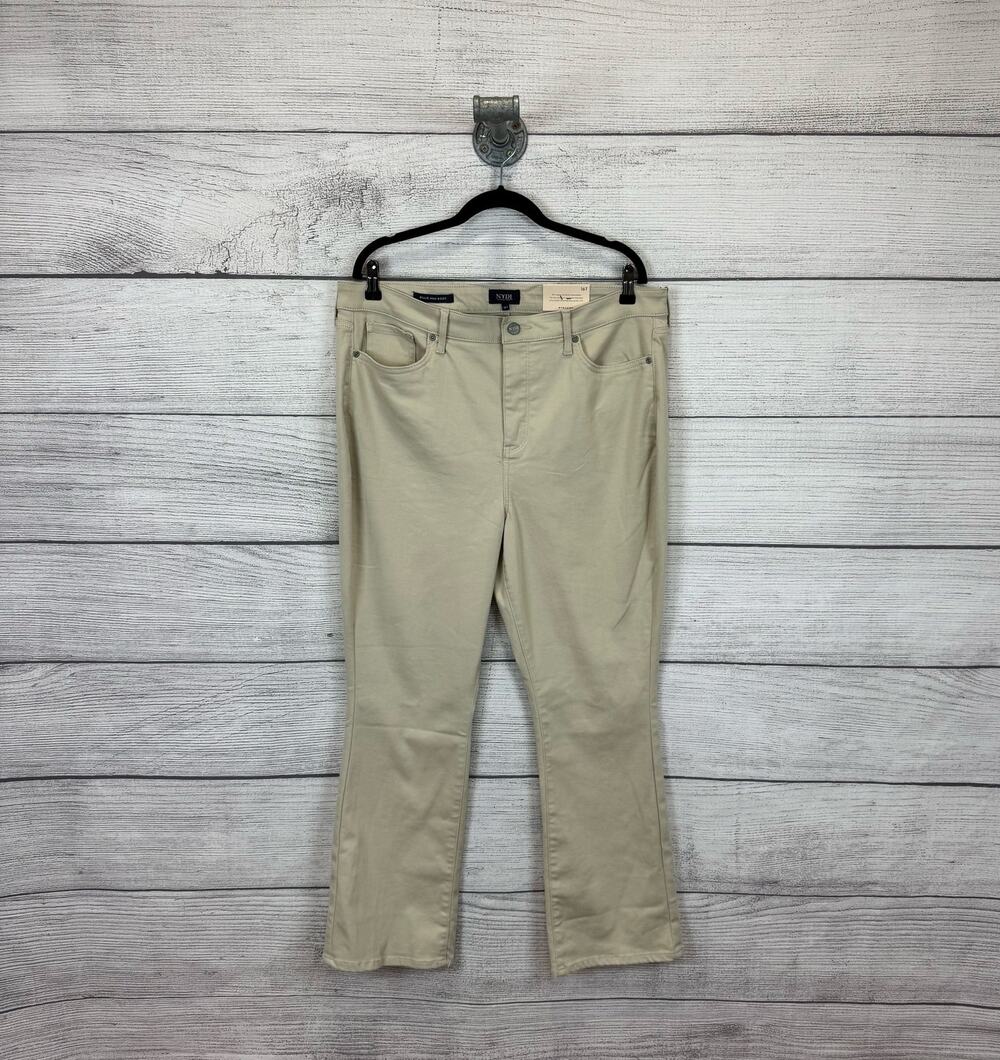 NYDJ Plus Size High Rise Billie Cream Mini Boot Ankle Jeans Size 16 TALL